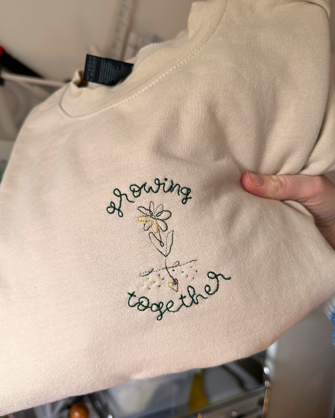 Growing Together Hand Embroidered Crewneck (adult)