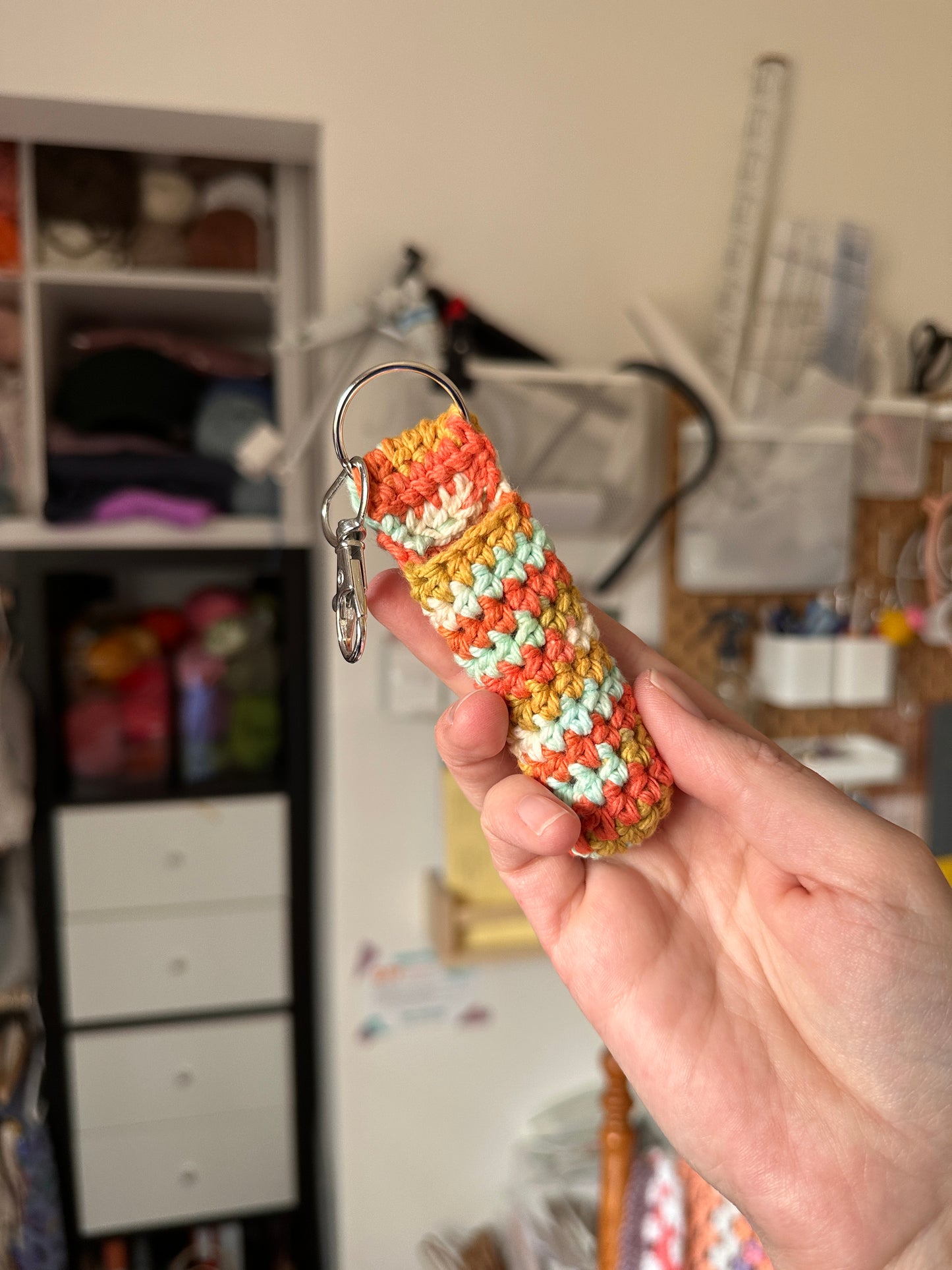 Orange, Gold & Blue Crochet Lip Balm Cozy