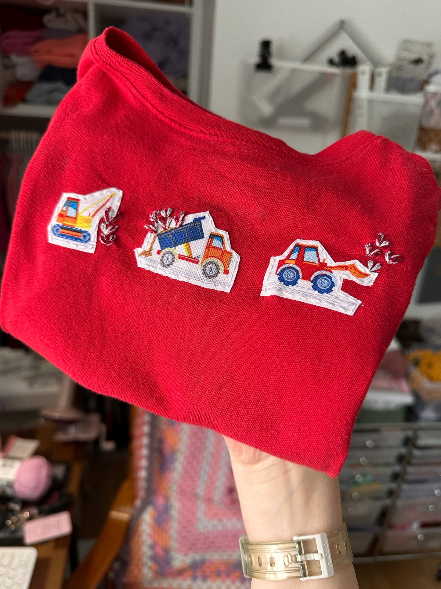 2T Construction Vehicles + Hearts T-Shirt (Preloved)