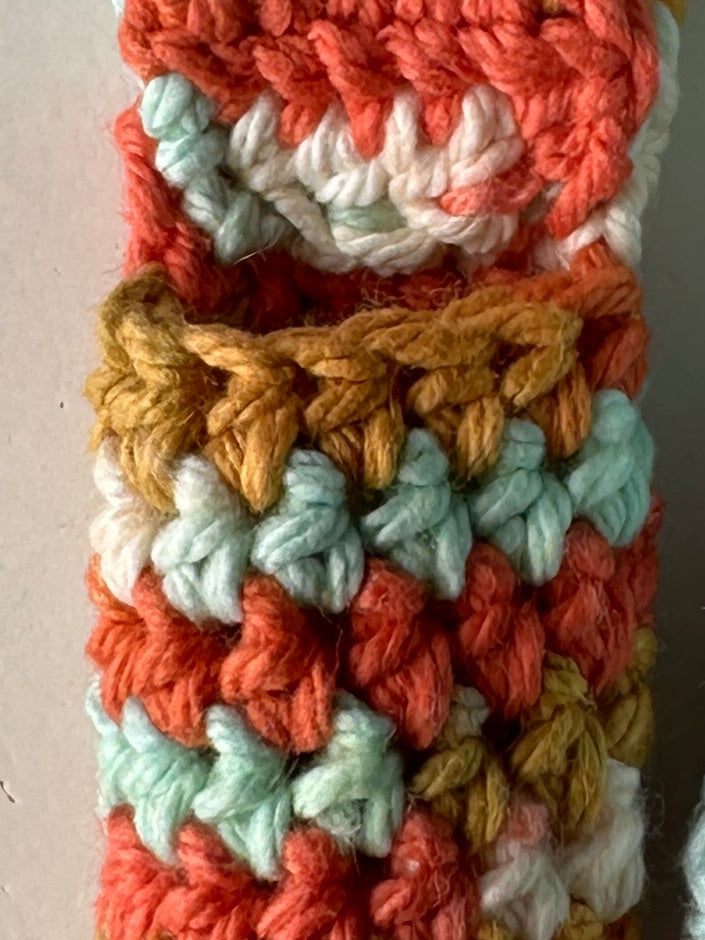 Orange, Gold & Blue Crochet Lip Balm Cozy