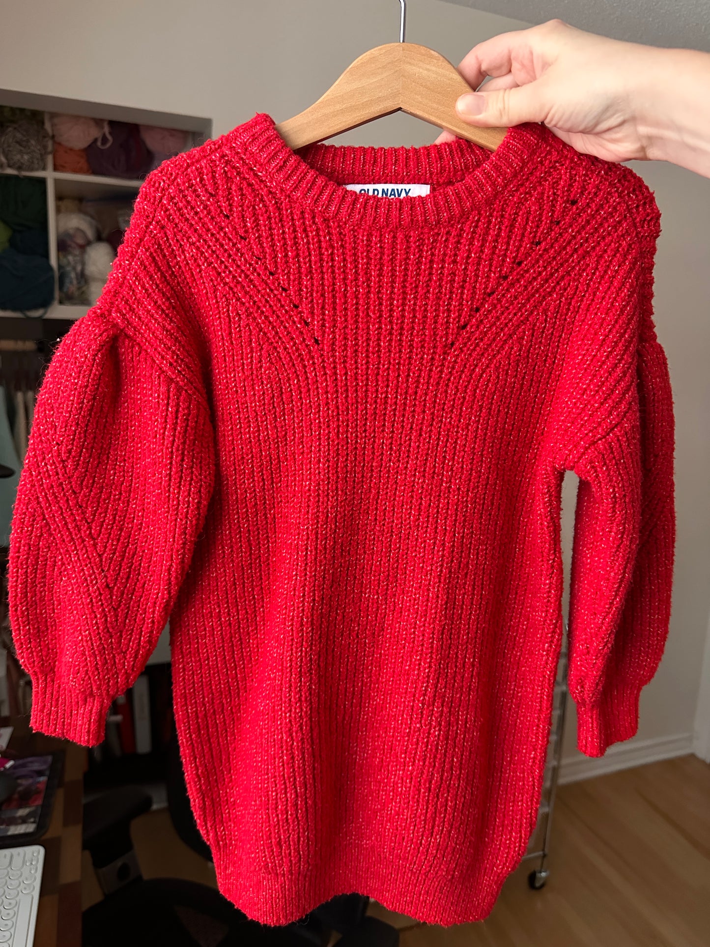 PRELOVED 3T Red Knit Sweater Dress