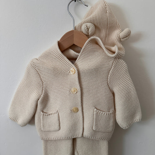 PRELOVED 0 - 3M Cream Knit Set with Hood