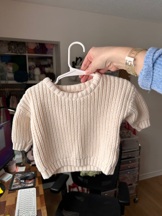 PRELOVED 0 - 3M Cream Knit Sweater