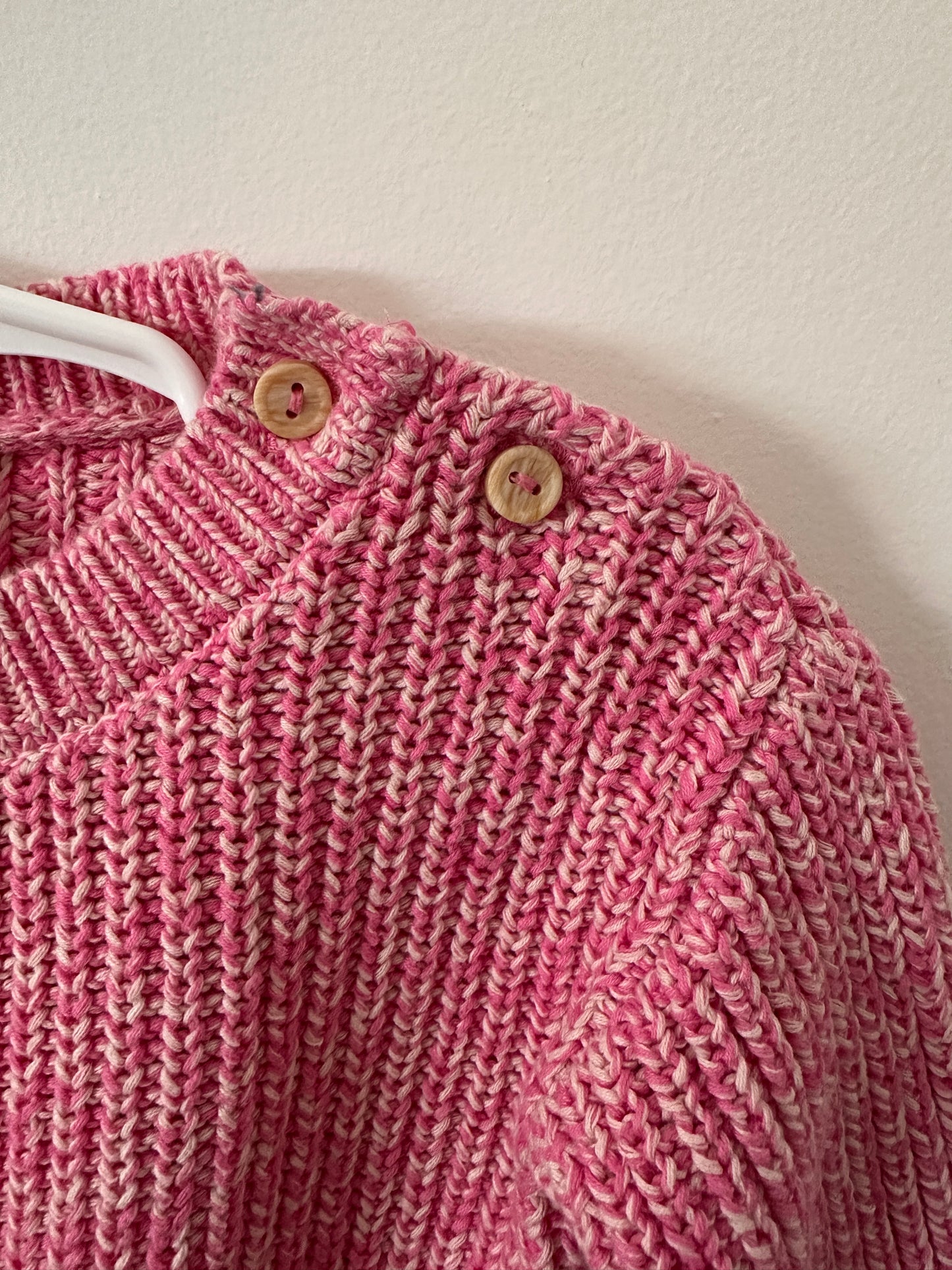 PRELOVED 6M Pink & White Knit Sweater