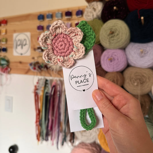 Speckled Cream Petals & Rose Centre Crochet Flower Bookmark