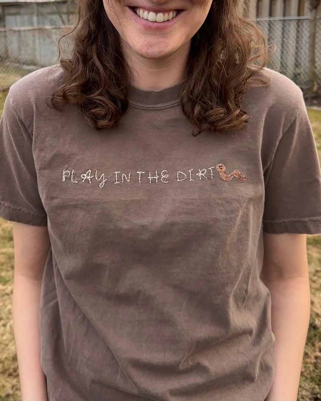 Play in the Dirt Hand Embroidered T-Shirt (adult)